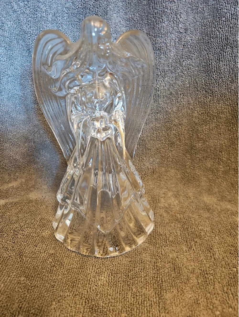 Vintage Clear Glass Angel Tealight Candle Holder Figurine Christmas Decor
